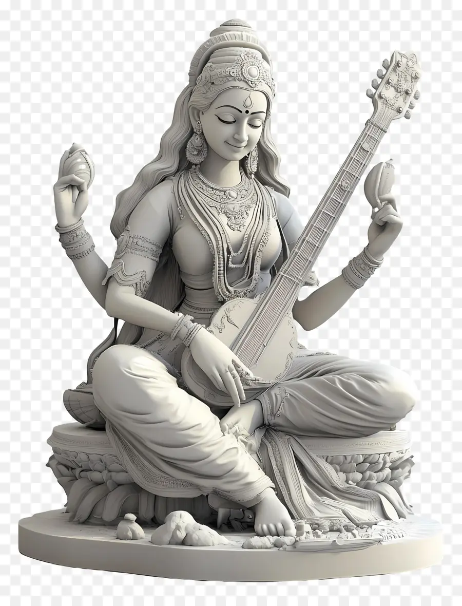 Saraswati，Estatua De La Diosa PNG