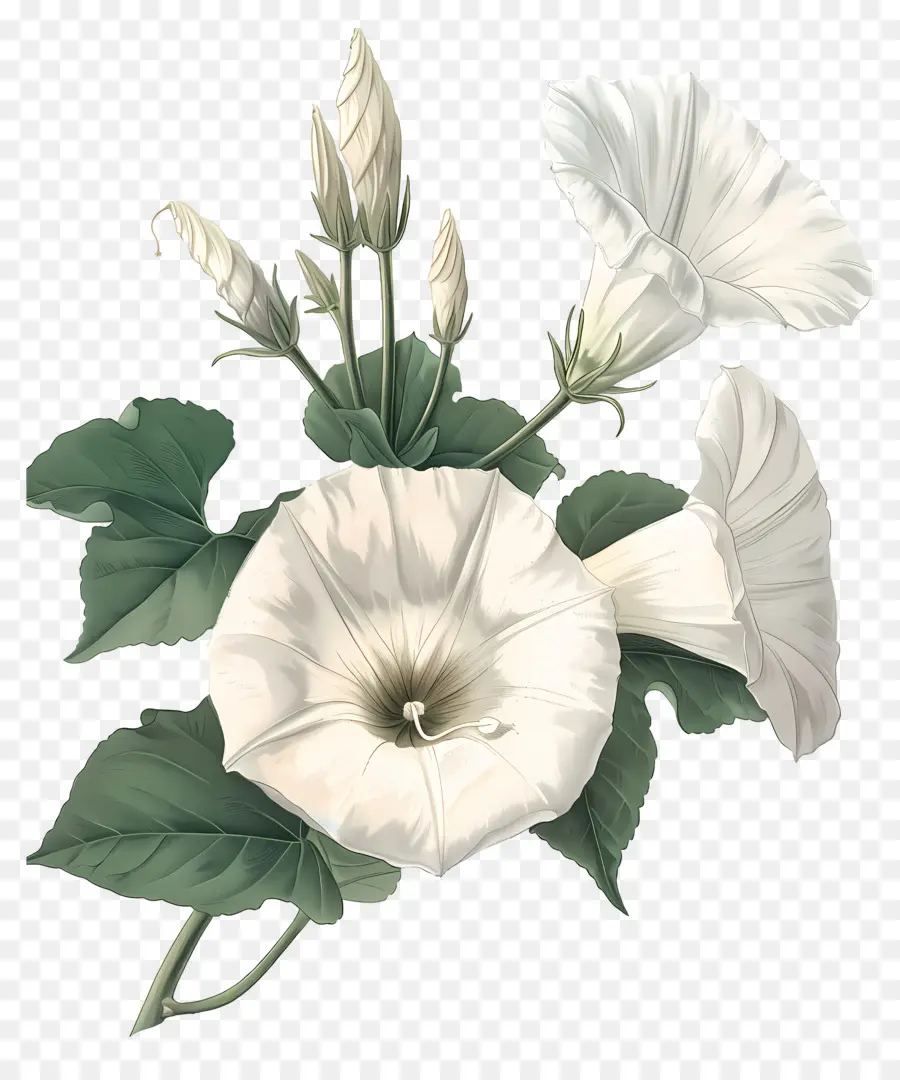 Flores Antiguas，Gloria De La Mañana Blanca PNG