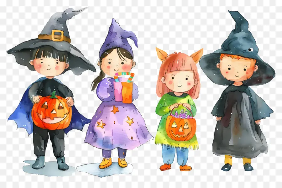 Niños De Halloween，Niños Con Disfraces De Halloween PNG