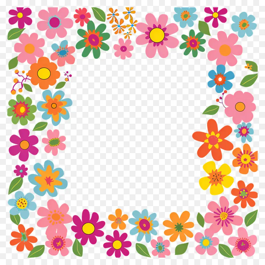 Marco Floral，Marco Floral Colorido PNG