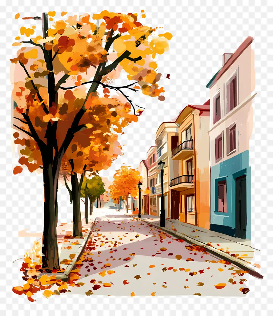 Calle De Otoño，Hojas PNG