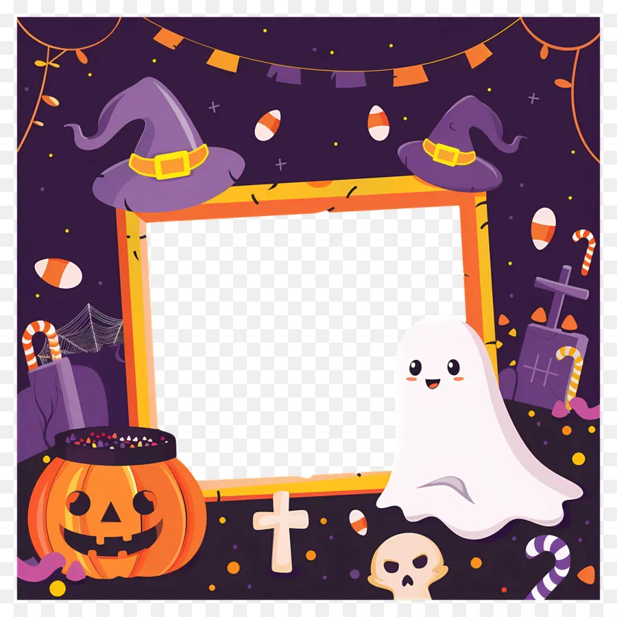 Marco De Halloween，Marco De Fantasma De Halloween PNG