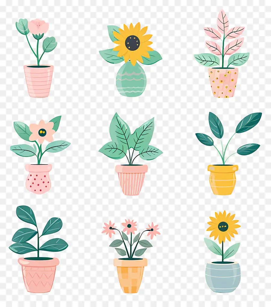 Plantas En Macetas，Plantas En Macetas Coloridas PNG