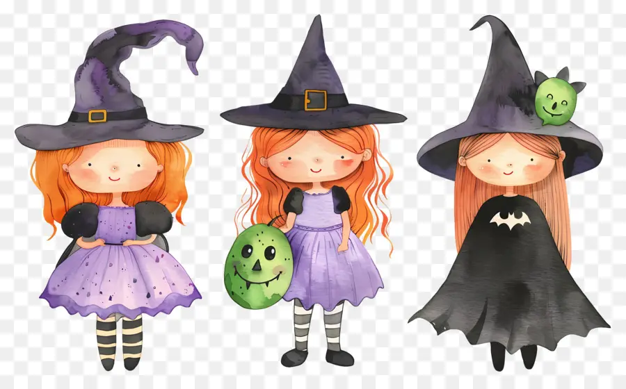 Niños De Halloween，Brujas Coloridas PNG