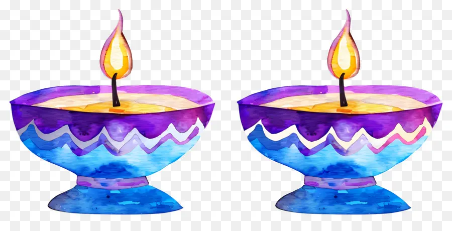 Diwali Diya，Lámparas De Aceite De Colores PNG