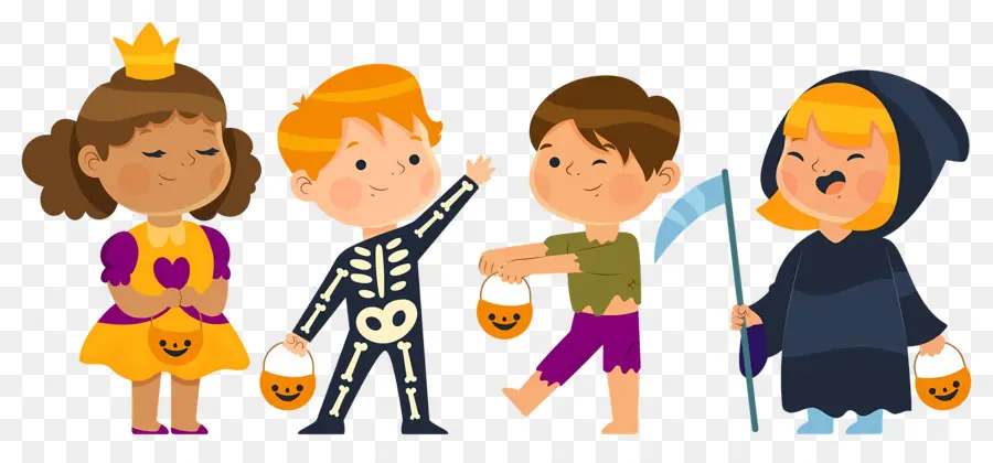 Niños De Halloween，Niños Con Disfraces De Halloween PNG