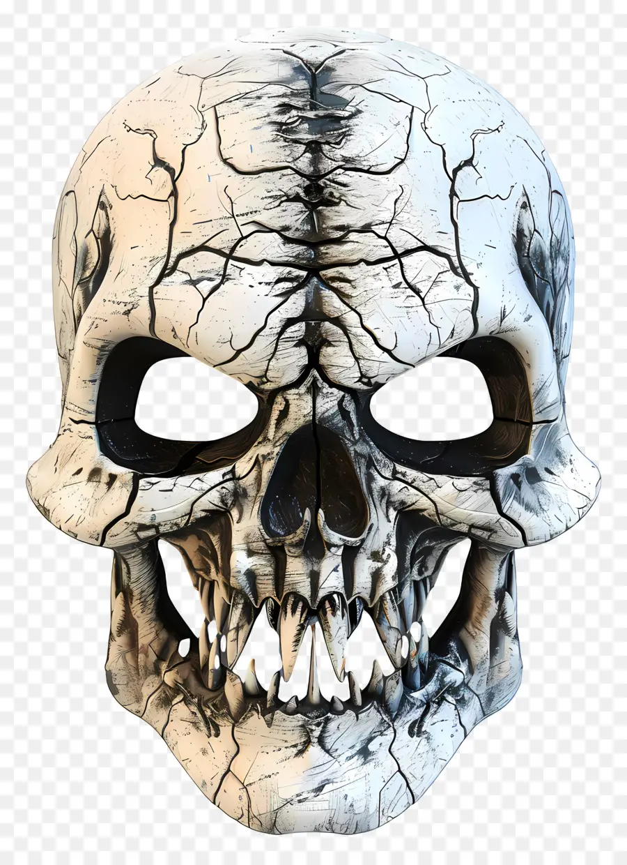 Máscara De Halloween，Máscara De Calavera Agrietada PNG