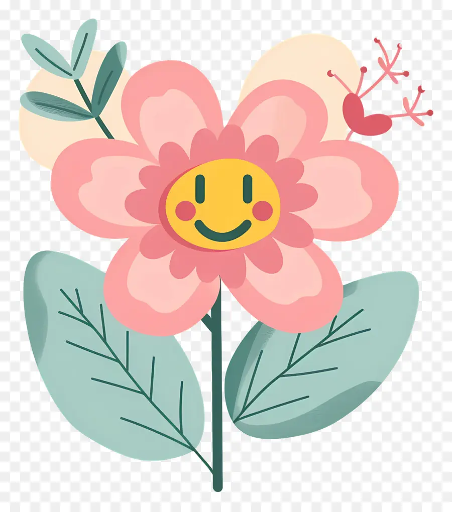 Flor Emoji，Flor Rosa Sonriente PNG