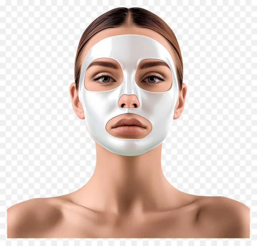 Hermosa Mujer，Mujer Con Mascarilla Facial Blanca PNG