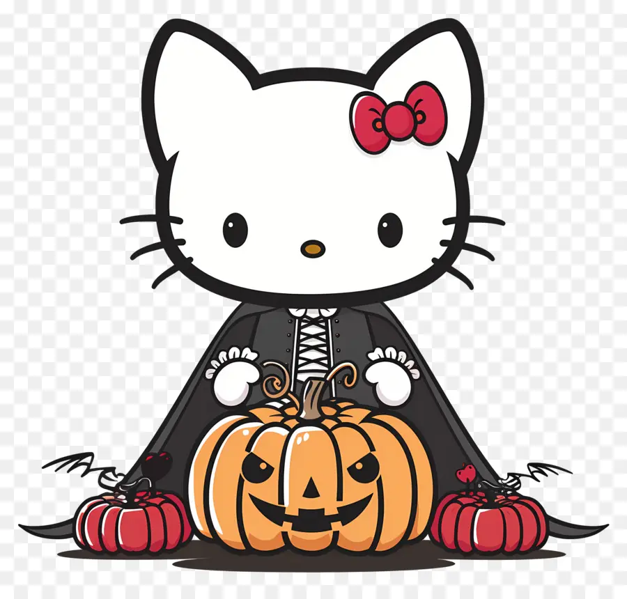 Hola Gatito Halloween，Gato Con Calabazas PNG