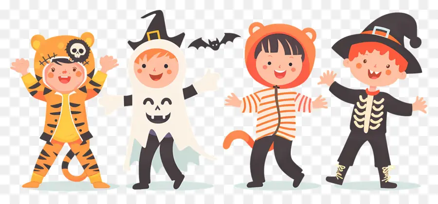 Niños De Halloween，Niños Con Disfraces De Halloween PNG