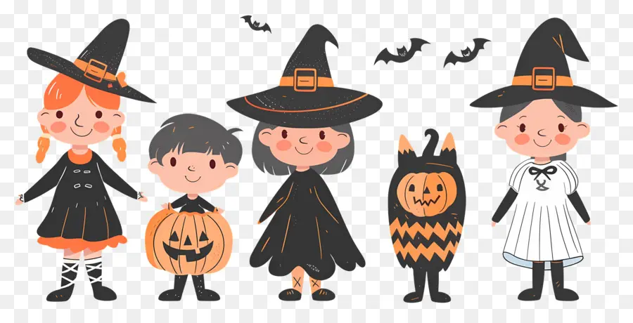 Niños De Halloween，Niños Con Disfraces De Halloween PNG