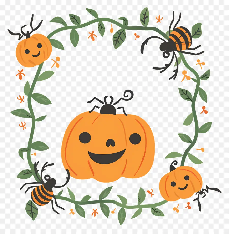 Marco De Halloween，Calabazas Sonrientes PNG