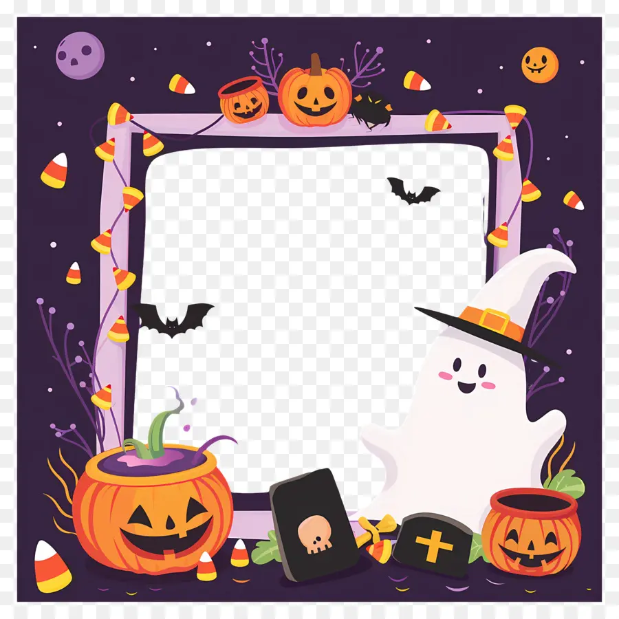 Marco De Halloween，Marco De Fantasma De Halloween PNG