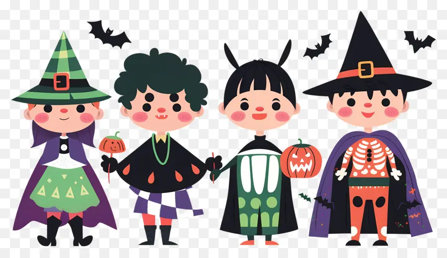 Niños De Halloween，Niños Con Disfraces De Halloween PNG