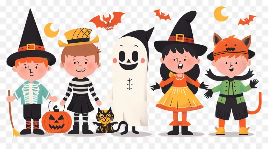 Niños De Halloween，Niños Con Disfraces De Halloween PNG