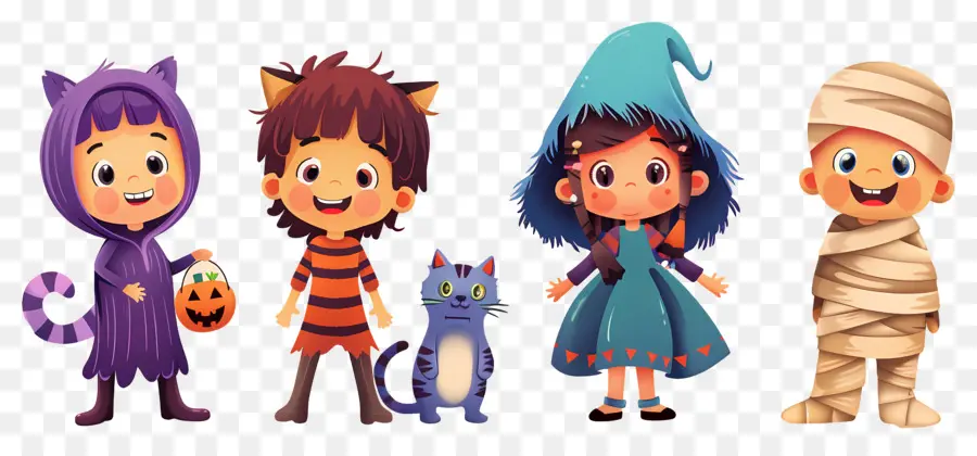 Niños De Halloween，Niños Con Disfraces De Halloween PNG