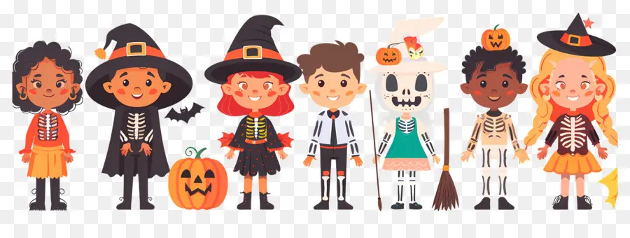 Niños De Halloween，Niños Con Disfraces De Halloween PNG