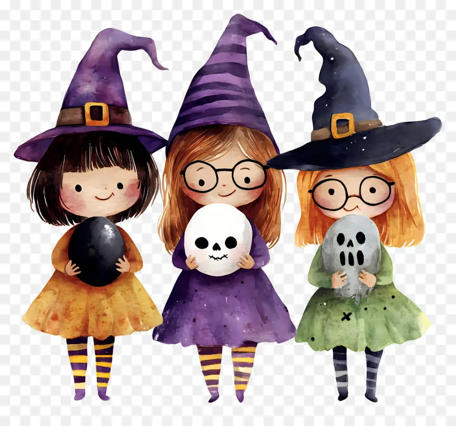 Niños De Halloween，Brujas Coloridas PNG