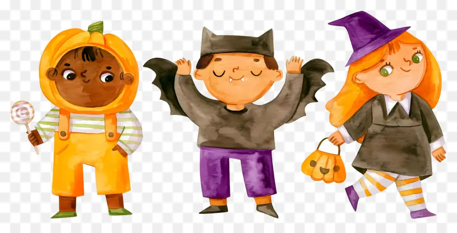 Niños De Halloween，Niños Con Disfraces De Halloween PNG