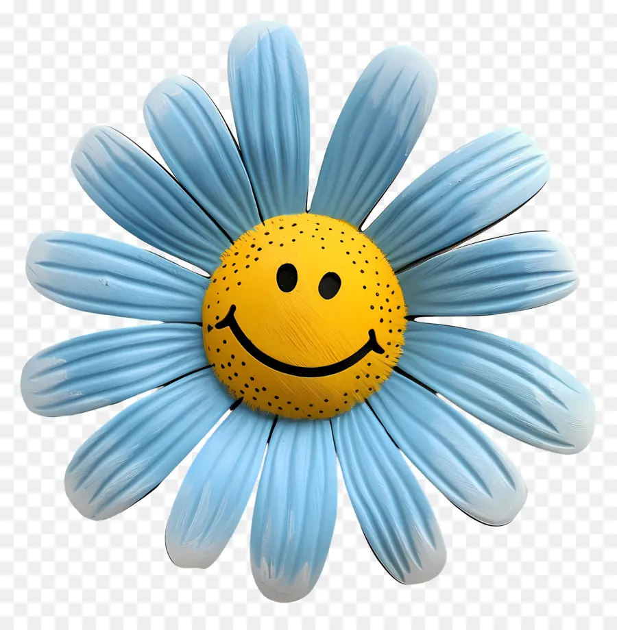 Flor Emoji，Feliz Flor Azul PNG