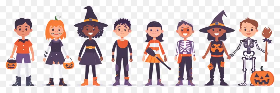 Niños De Halloween，Niños Con Disfraces De Halloween PNG