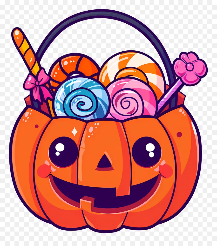 Cubo De Dulces De Halloween，Calabaza Con Caramelos PNG