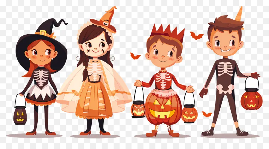 Niños De Halloween，Niños Con Disfraces De Halloween PNG