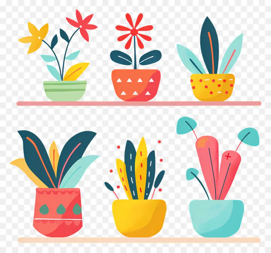 Plantas En Macetas，Plantas En Macetas Coloridas PNG