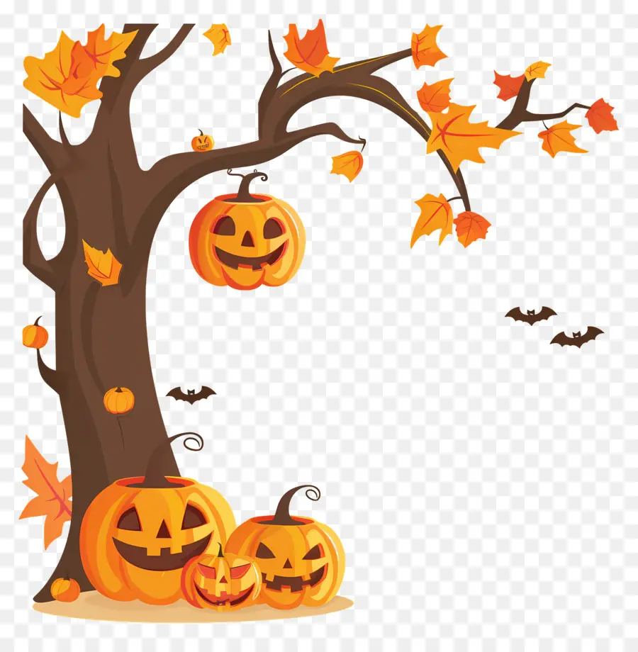 árbol De Halloween，Calabazas De Halloween PNG