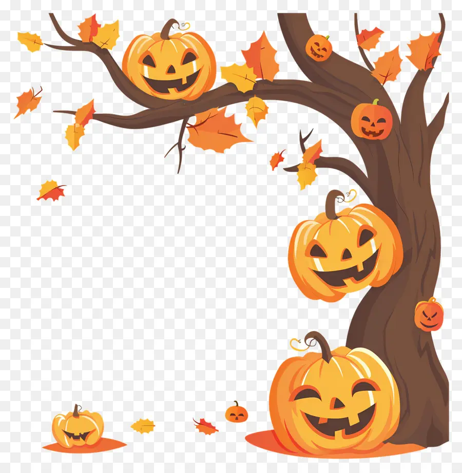 árbol De Halloween，Calabazas De Halloween PNG