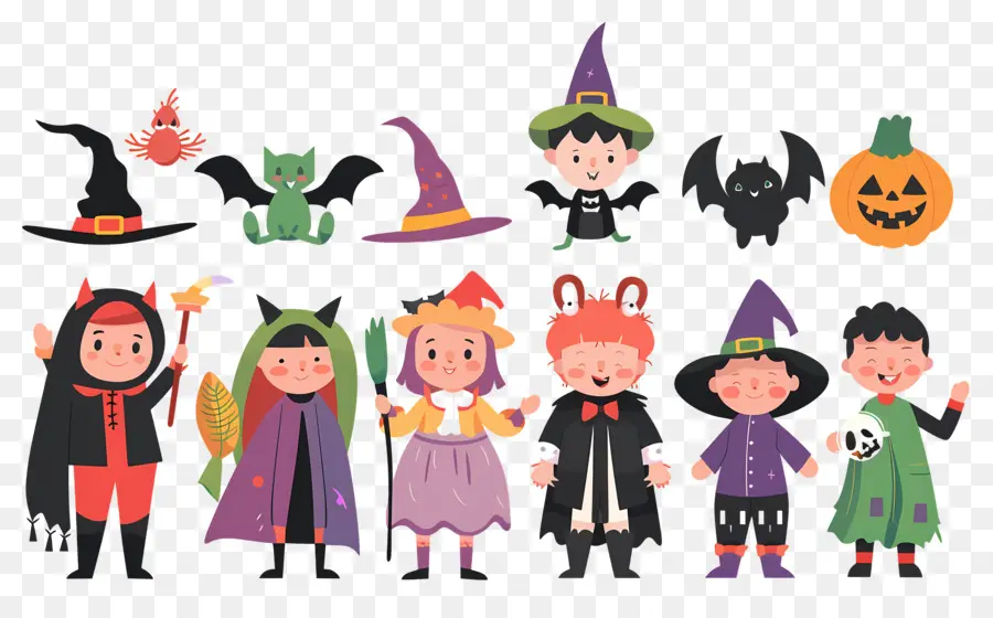 Niños De Halloween，Niños Con Disfraces De Halloween PNG