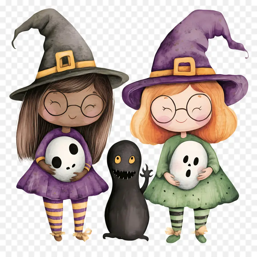 Niños De Halloween，Brujas Coloridas PNG