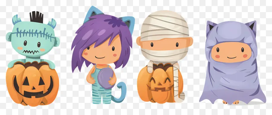 Niños De Halloween，Niños Con Lindos Disfraces De Halloween PNG