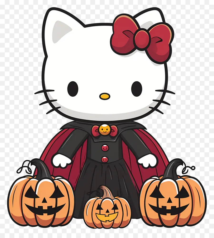 Hola Gatito Halloween，Gato Con Calabazas PNG