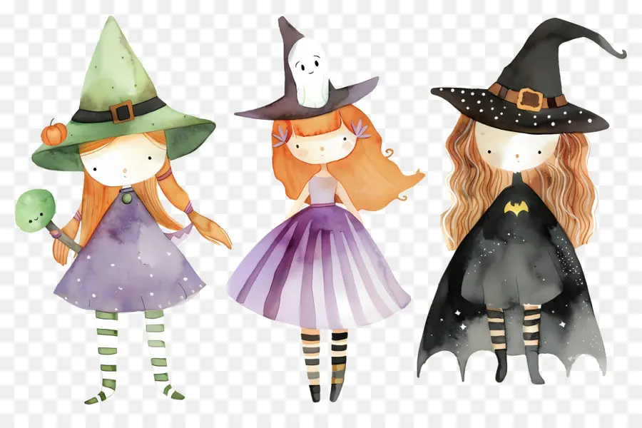 Niños De Halloween，Brujas Coloridas PNG