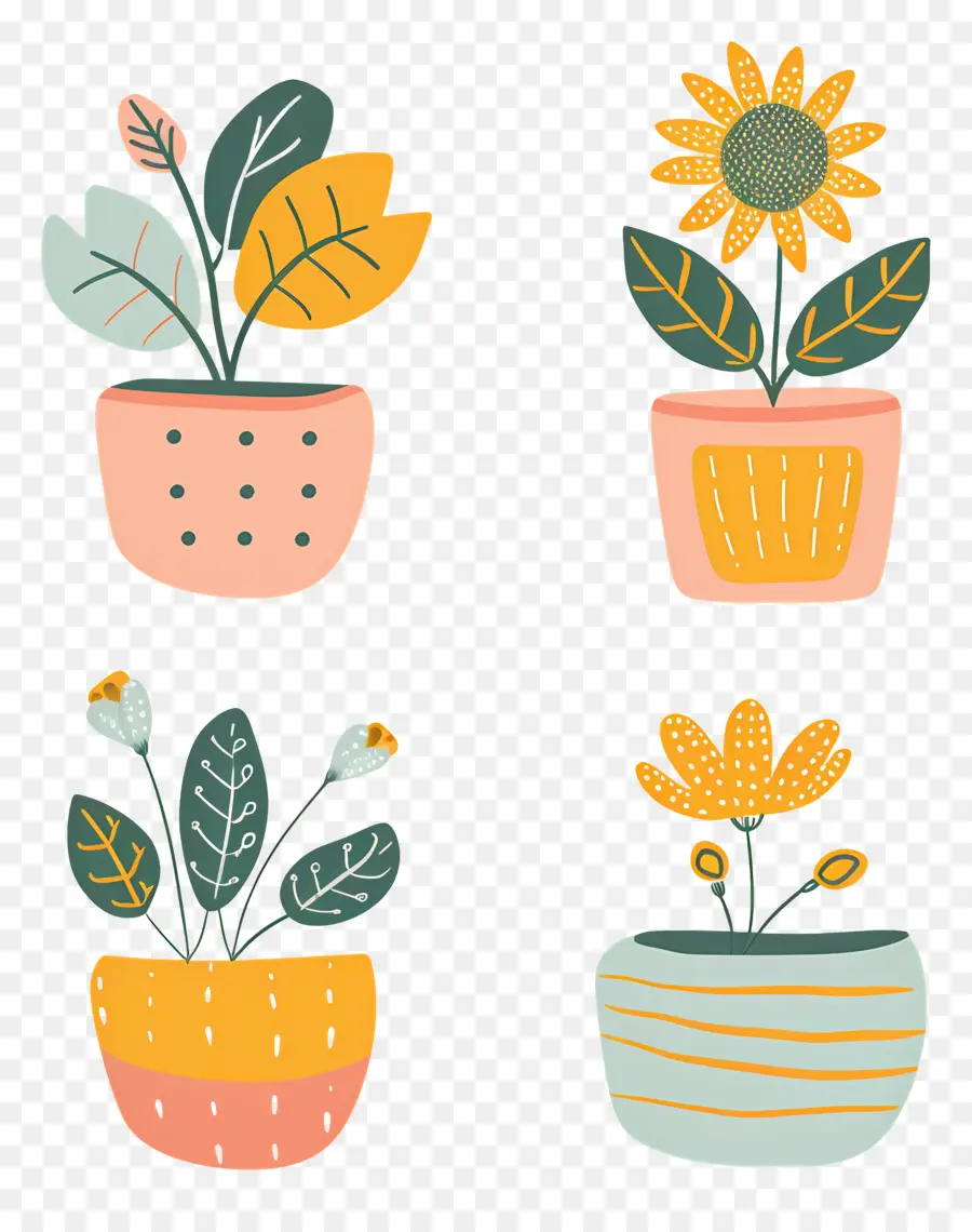 Plantas En Macetas，Plantas En Macetas Coloridas PNG