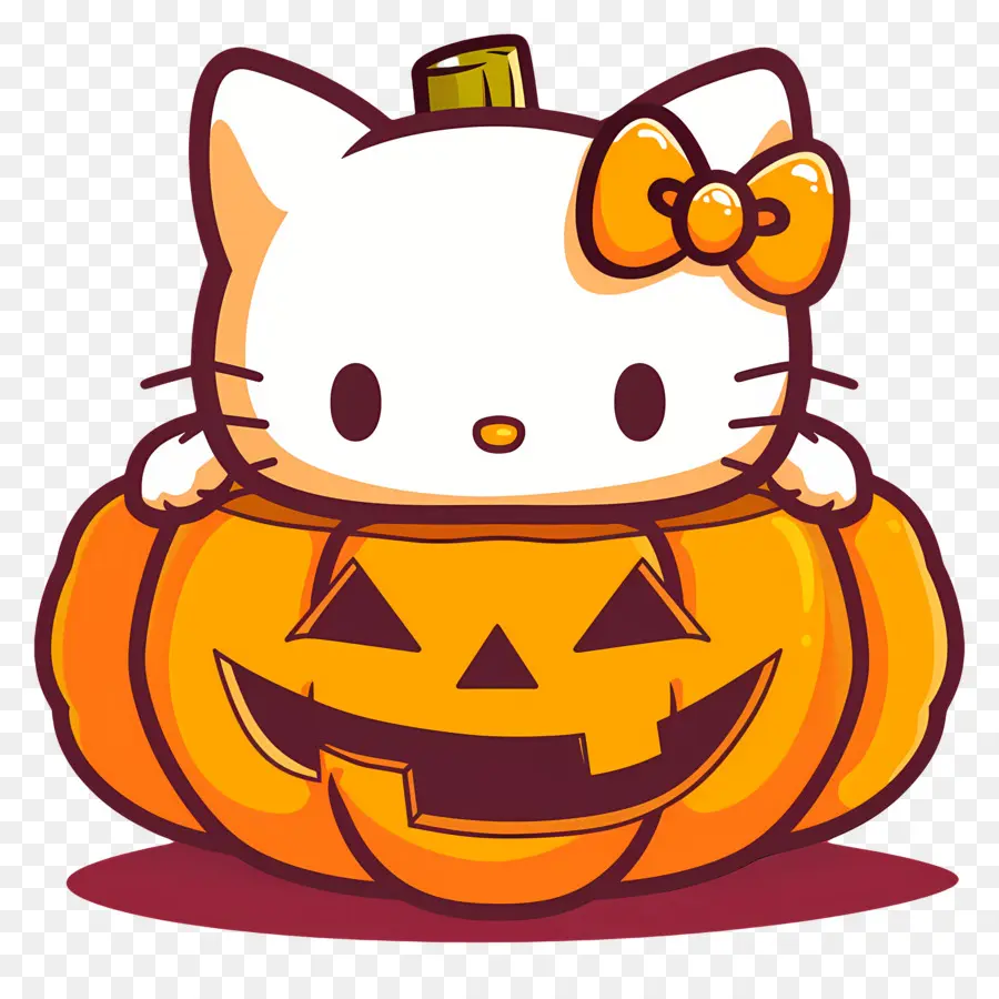 Hola Gatito Halloween，Gato Con Calabaza PNG