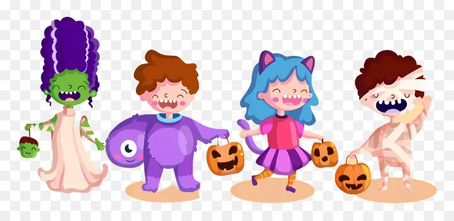 Niños De Halloween，Niños Con Disfraces De Halloween PNG