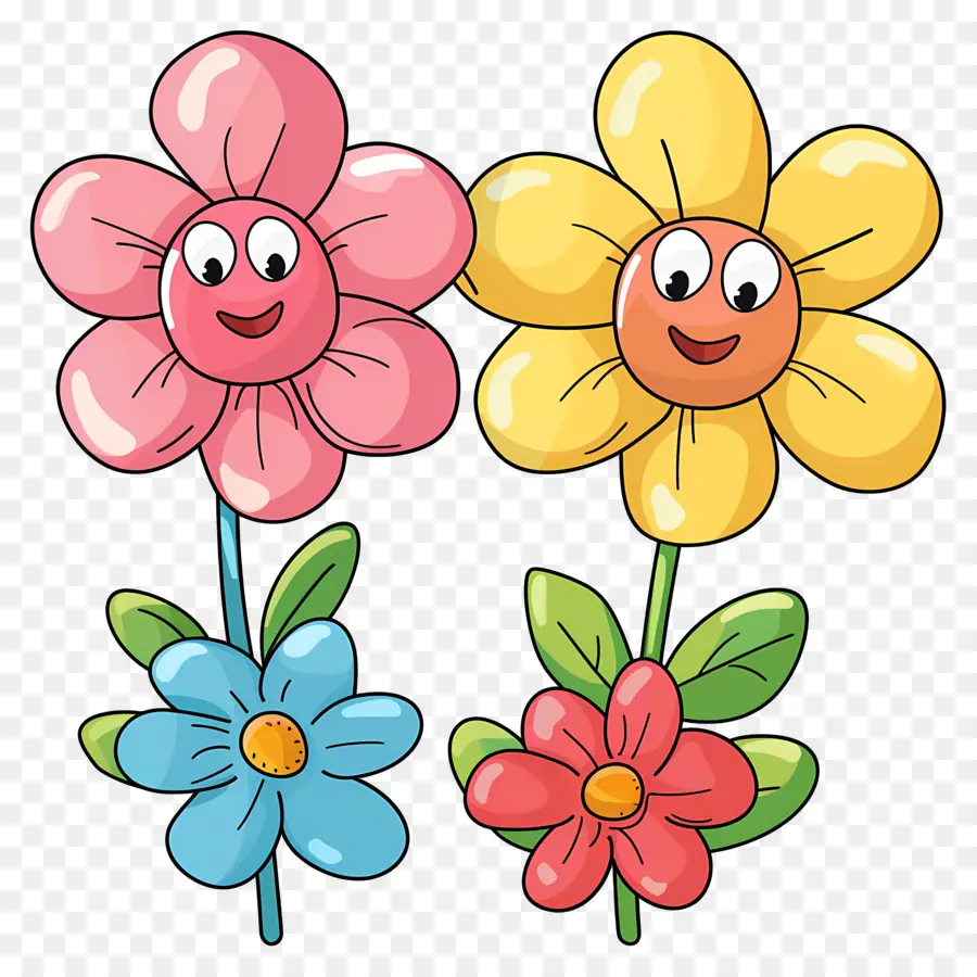 Flor Emoji，Flores Alegres De Dibujos Animados PNG