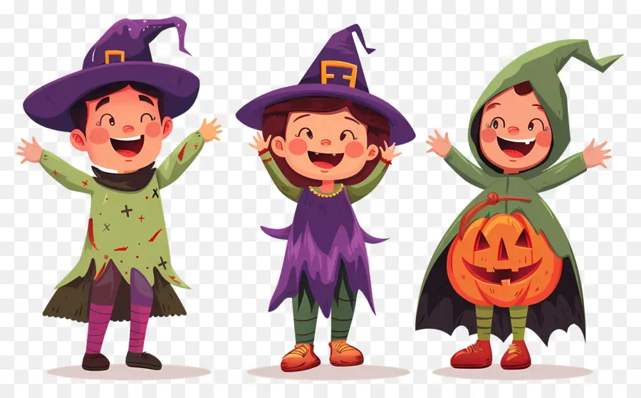 Niños De Halloween，Niños Con Disfraces De Halloween PNG