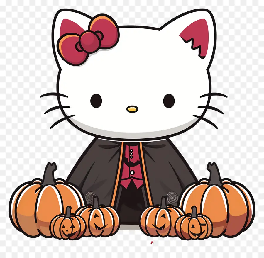 Hola Gatito Halloween，Gato Con Calabazas PNG