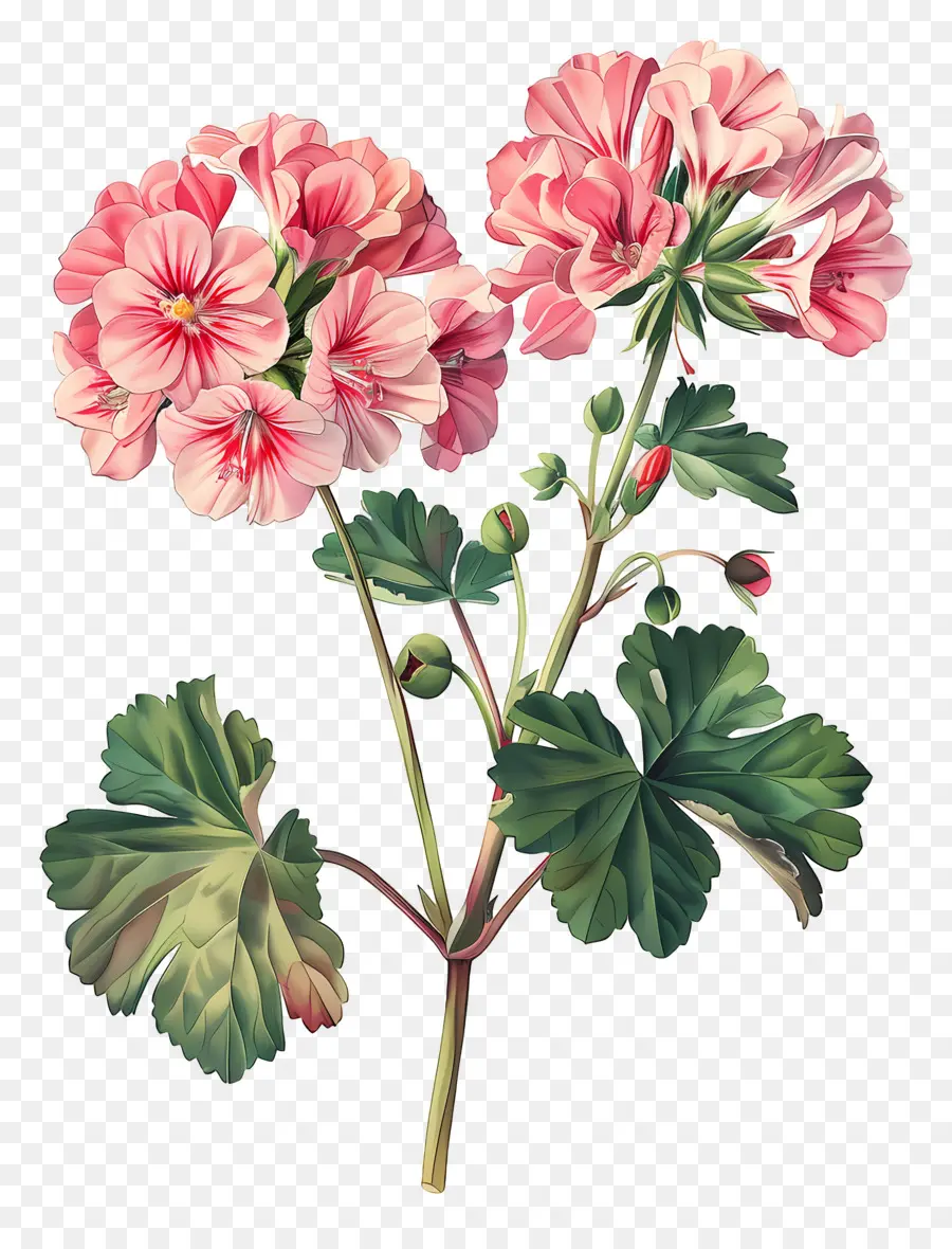 Flores Antiguas，Geranio Rosa PNG