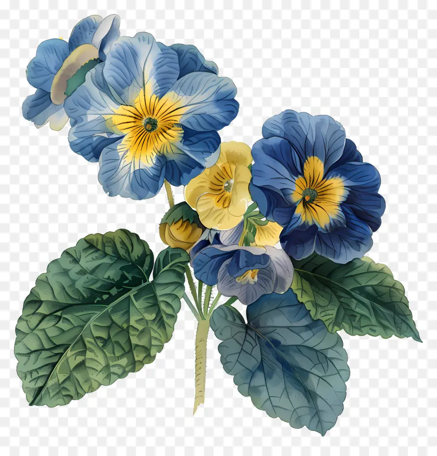 Flores Antiguas，Flor Azul PNG