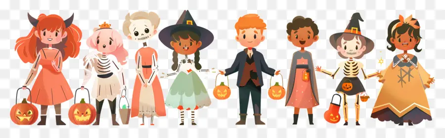 Niños De Halloween，Niños Con Disfraces De Halloween PNG