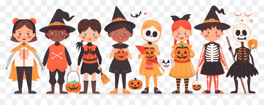 Niños De Halloween，Niños Con Disfraces De Halloween PNG