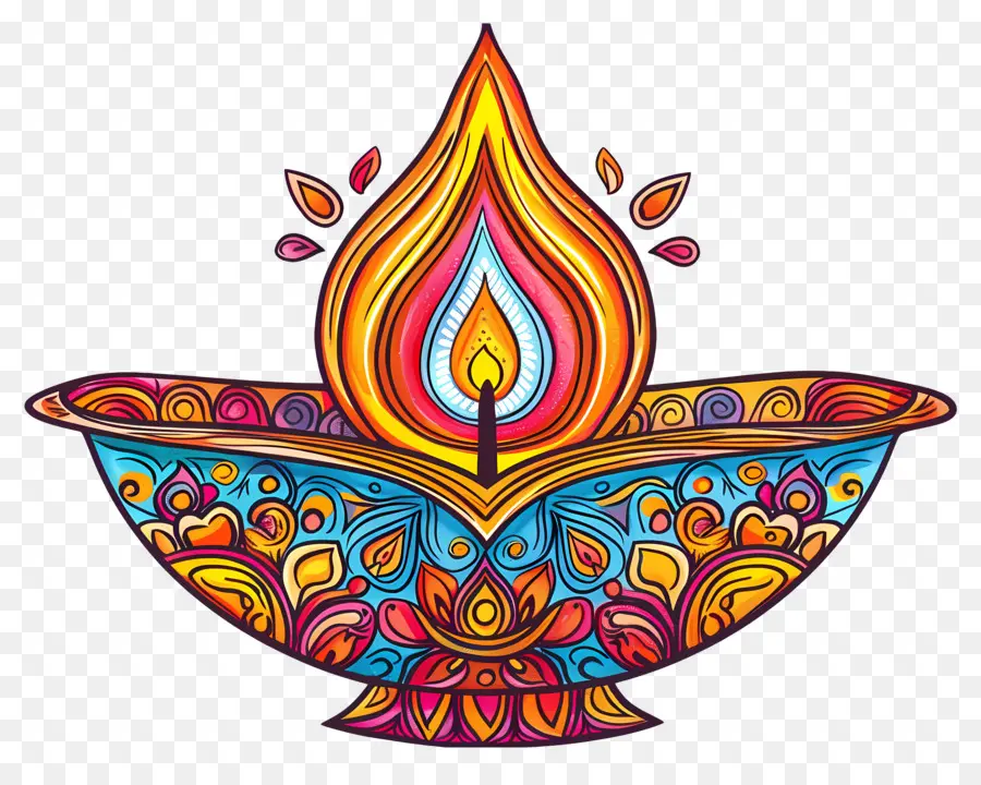 Diwali Diya，Lámpara Colorida PNG