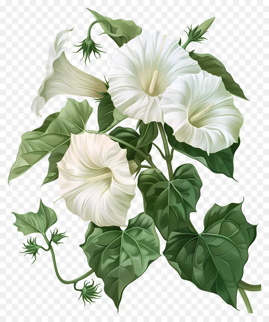 Flores Antiguas，Gloria De La Mañana Blanca PNG