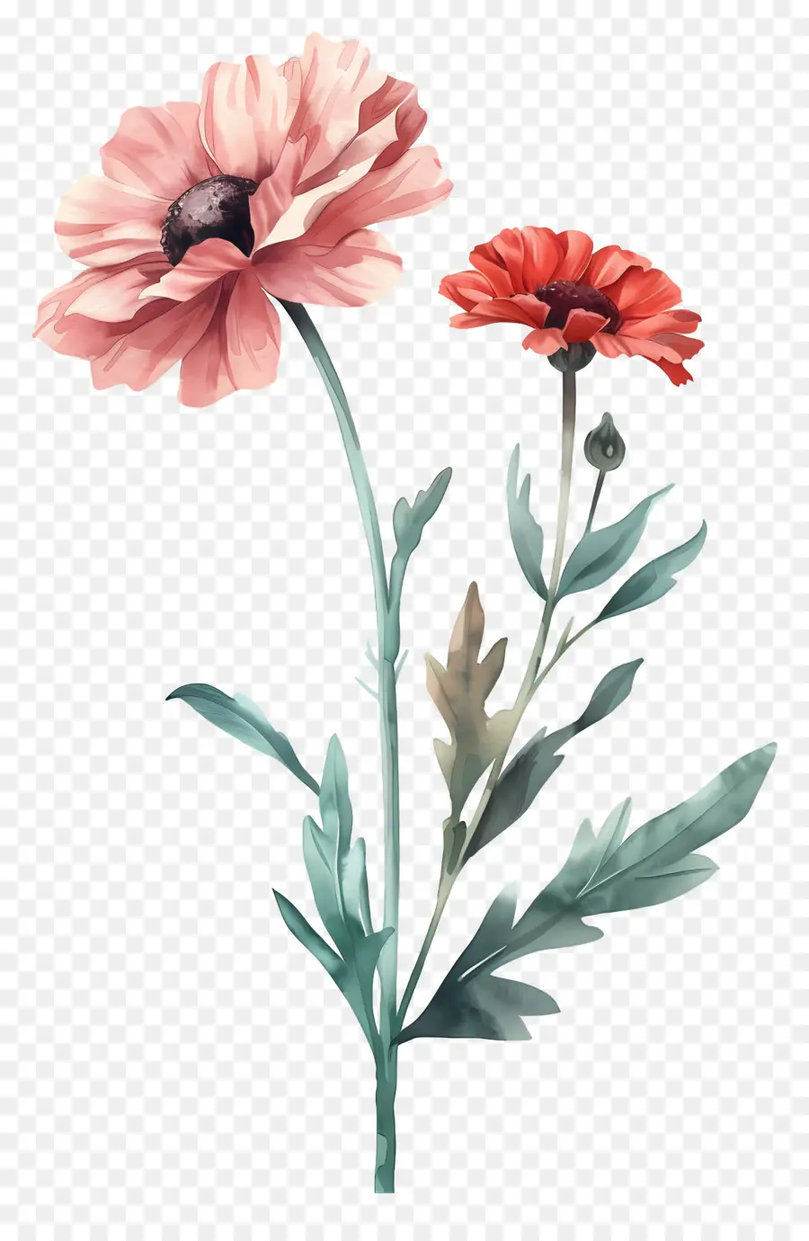 Flores Antiguas，Flores Rojas PNG