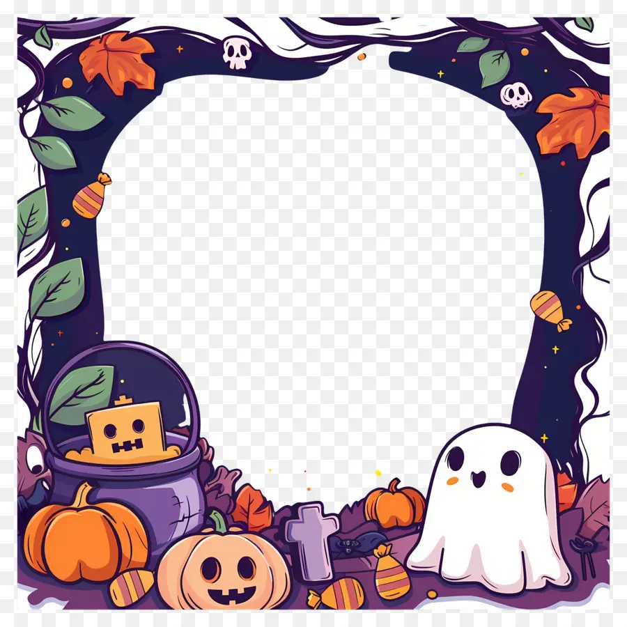 Marco De Halloween，Marco De Fantasma De Halloween PNG